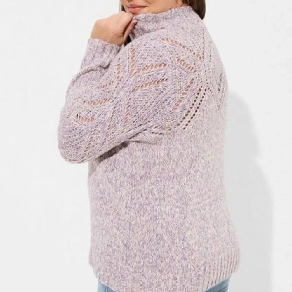 Torrid - Pullover Turtleneck Pointelle Sweater in Lavender - Picture 12 of 13